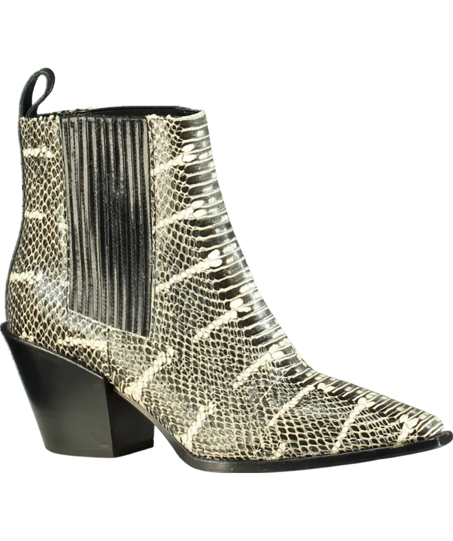 AEYDE Black Kate Snake-effect Leather Ankle Boots UK 8 EU 41 