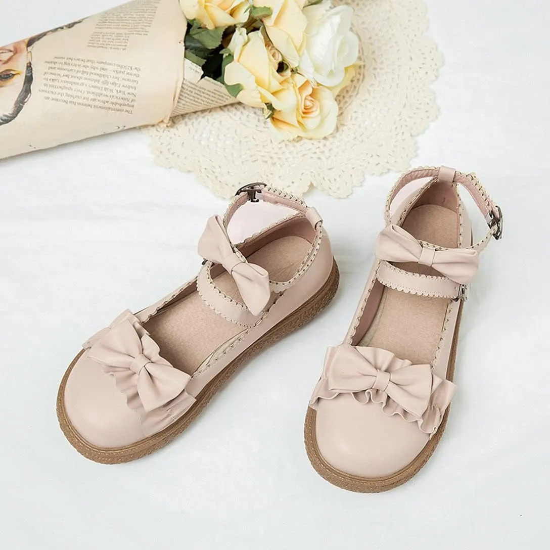 Alsoloveu Women Flats Mary Jane Cosplay Shoes Platform with Ankle Strap