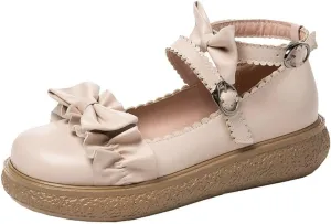 Alsoloveu Women Flats Mary Jane Cosplay Shoes Platform with Ankle Strap