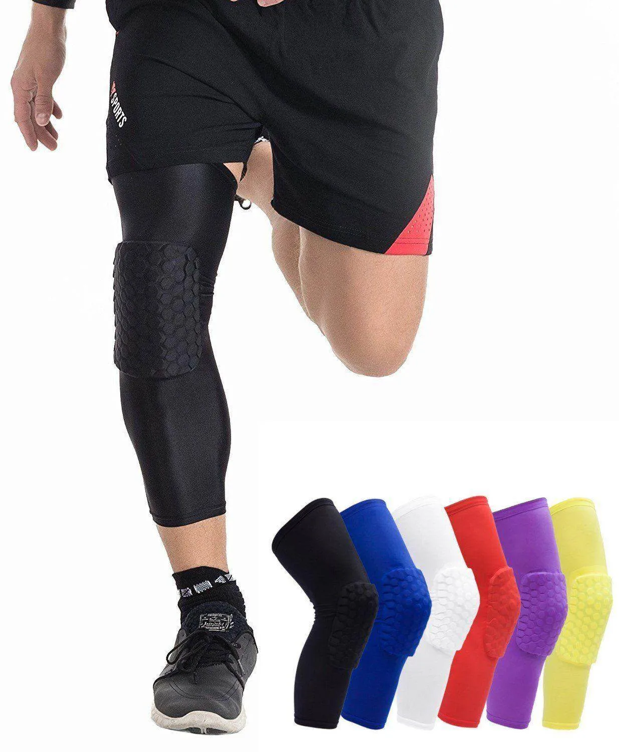Compression Knee Sleeve Padded Leg Support HoneyComb Pad