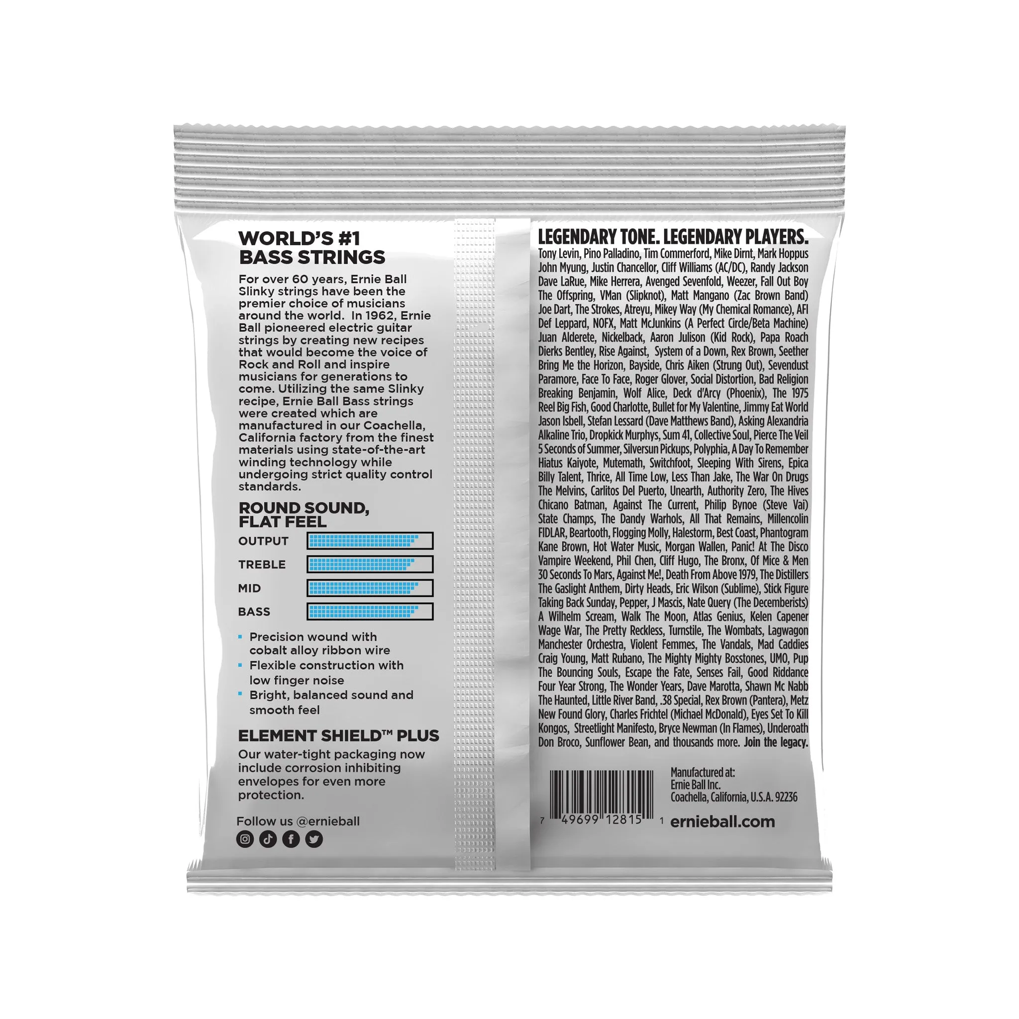 Ernie Ball Extra Slinky Flatwound Electric Bass Strings, 40-95