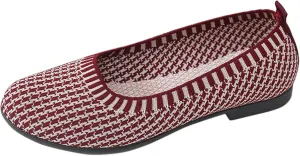 Flat Shoes for Women Round Toe Ballet Leisure Shoes with Arch Support Washable Comfortable Knit Shoes Men House Shoes