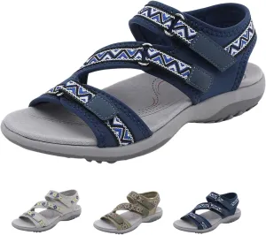 Hiking Sandals Women Waterproof Fashion Walking Sandals Breathable Adjustable Straps Athletic Sport Shoes for Outdoors