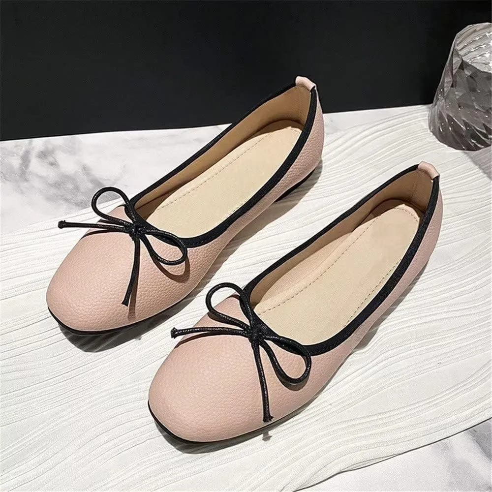 INEELUYI Women's Flats Comfortable Slip On Ballet Flats Soft Bow Flat Shoes