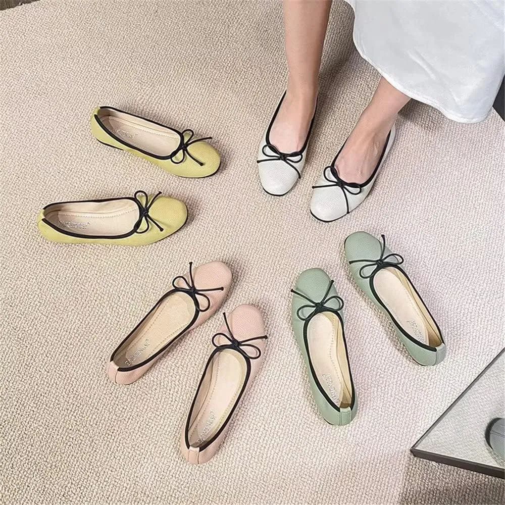 INEELUYI Women's Flats Comfortable Slip On Ballet Flats Soft Bow Flat Shoes