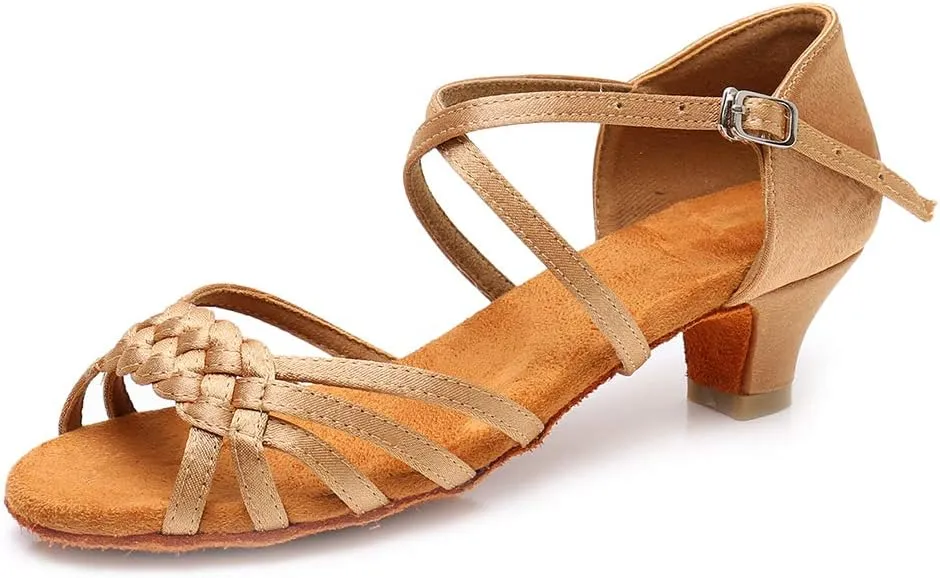 JUODVMP Girl Latin Dance Shoes Ballroom Performance Shoes for Girl and Women,Model VS-WH1208-XGG