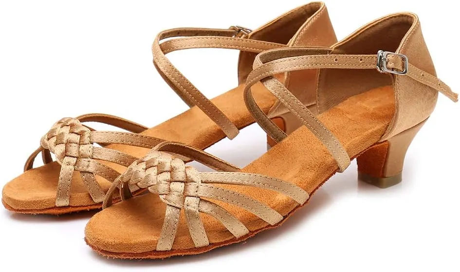 JUODVMP Girl Latin Dance Shoes Ballroom Performance Shoes for Girl and Women,Model VS-WH1208-XGG