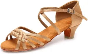 JUODVMP Girl Latin Dance Shoes Ballroom Performance Shoes for Girl and Women,Model VS-WH1208-XGG