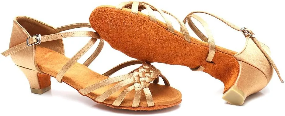 JUODVMP Girl Latin Dance Shoes Ballroom Performance Shoes for Girl and Women,Model VS-WH1208-XGG