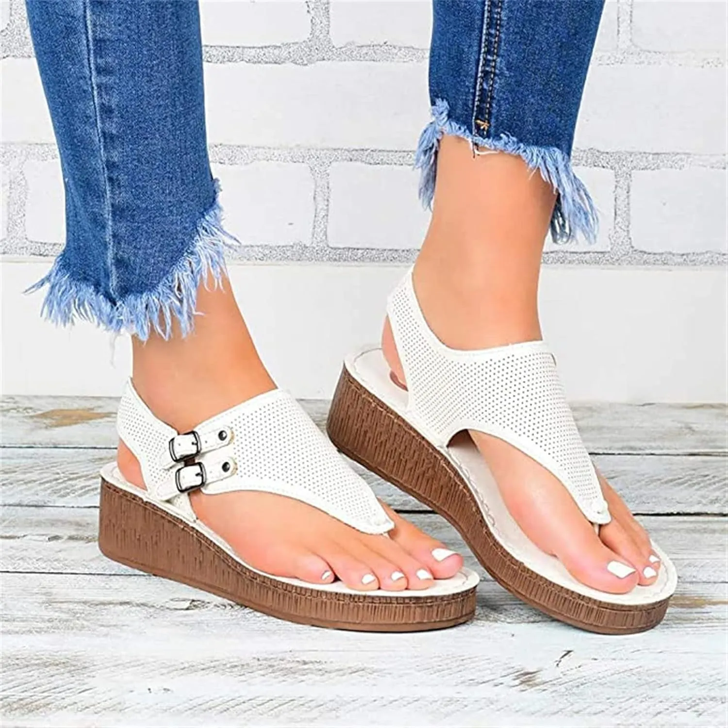 Ladmiple Sandals for Women 2023 Fashion Ankle Strap Flip Flop Sandal Casual Beach Clip Toe Slipppers Shoes Dressy Summer