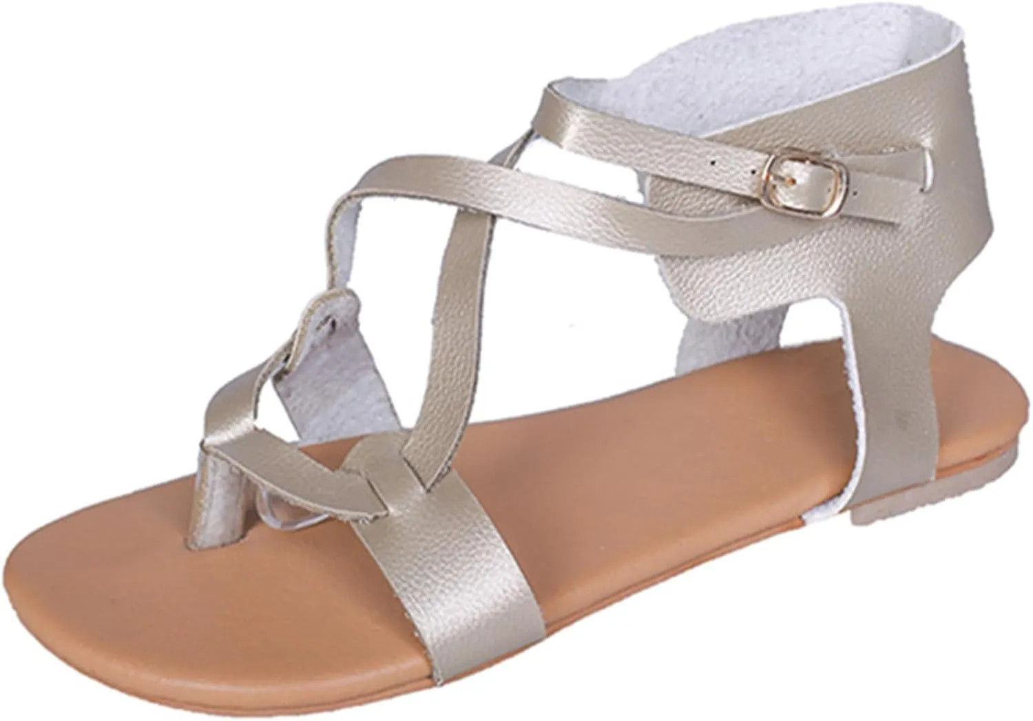 Ladmiple Sandals for Women Dressy,Womens Summer Fashion Flip Flop Gladiator Strappy Sandal Casual Roman Beach Flat Shoes