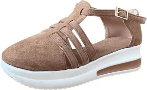 Lausiuoe Womens Sandals Dressy Comfortable Ankle Strap Casual Flatform Platform Wedge Sandals Summer Beach Walking Shoes