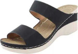 Leather Orthopedic Sandals for Women Orthotic Rainbow Flip Flops Woman's Summer Sandals Orthotic Women's Sandals Flat Black, No Back Strap Orthopedic Confort Formal Sandals for Women 2025