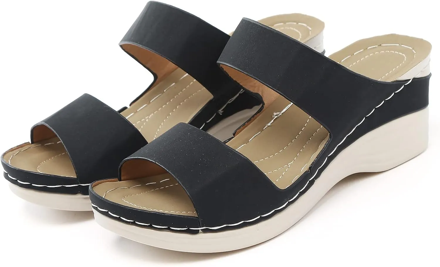 Leather Orthopedic Sandals for Women Orthotic Rainbow Flip Flops Woman's Summer Sandals Orthotic Women's Sandals Flat Black, No Back Strap Orthopedic Confort Formal Sandals for Women 2025