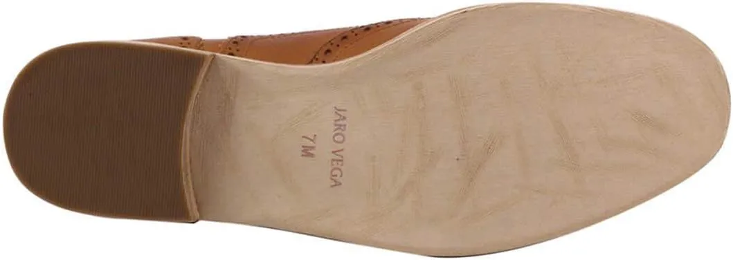 Leather Oxford Shoes for Women Perforated, 1950s Style Brogue Wingtip Derby Lace Up Oxfords Flats