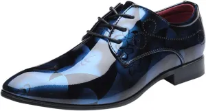Mens Moccasins Shoes Leather Classical Style Shoes for Men Slip On PU Leather Low Rubber Sole Block Heel Work Leather Boxing Shoes for Men (Blue, 12)