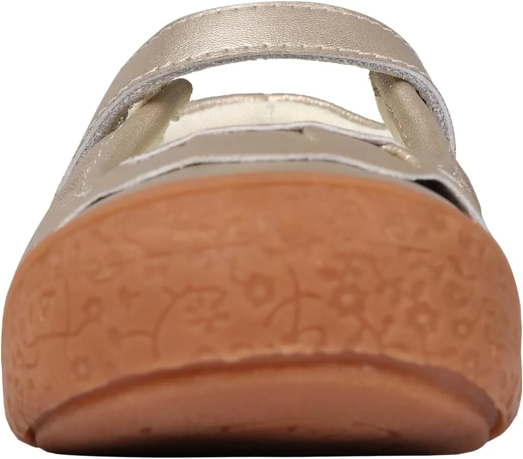 Oomphies Amina Leather Mary Jane Shoes for Girls  Ruffled Dress Shoes with Hook & Loop Closure, Soft Cushion Footbed