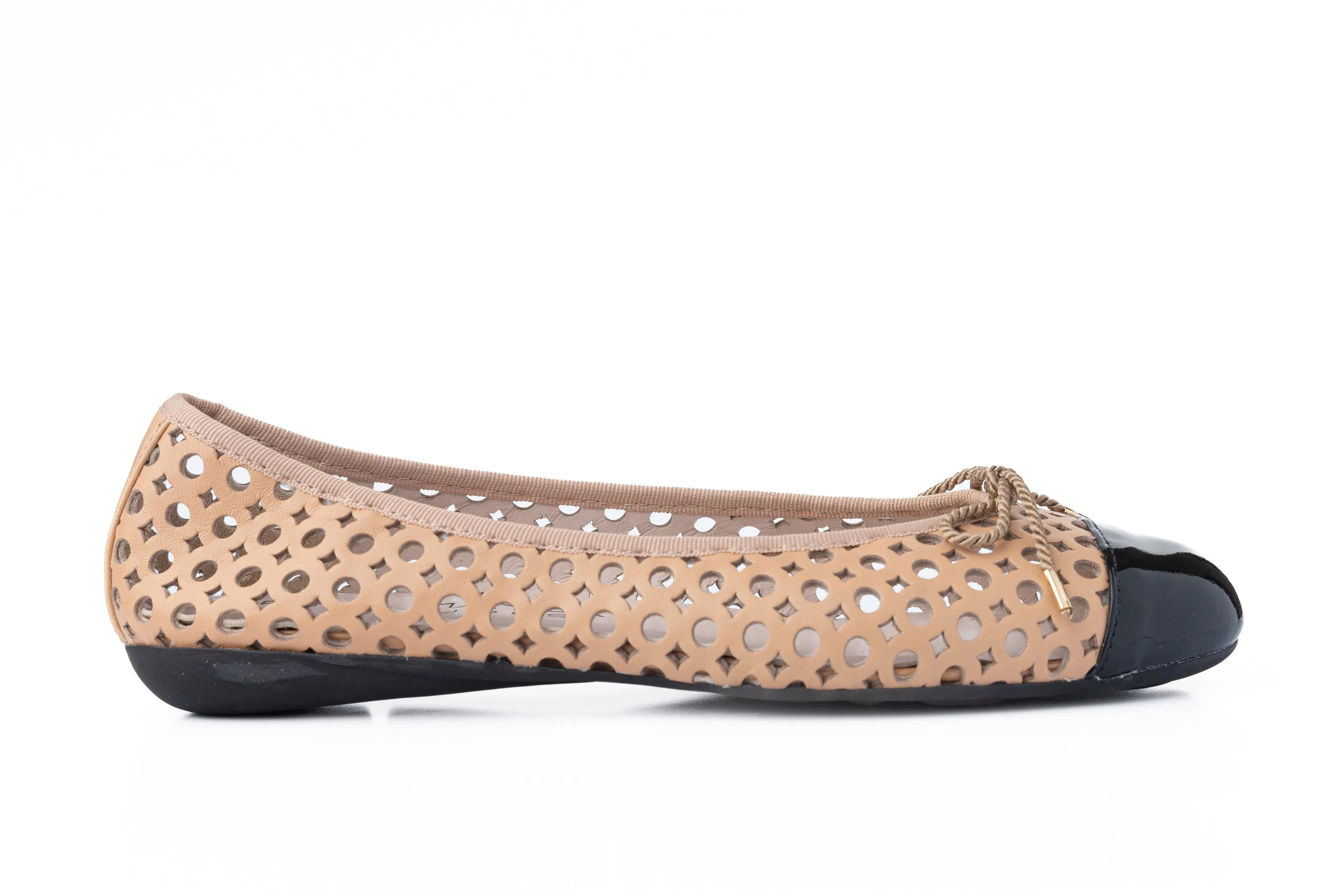 PAUL MAYER - BRANDY - SIZE 8.5 - PATENT BLACK NAPPA BEIGE