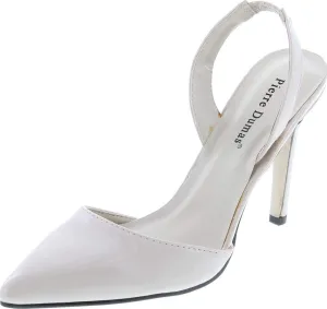 Pierre Dumas Women's Cherry-4 Vegan Leather Pointed-Toe D'Orsay Slingback Dress Pump Stiletto Heels