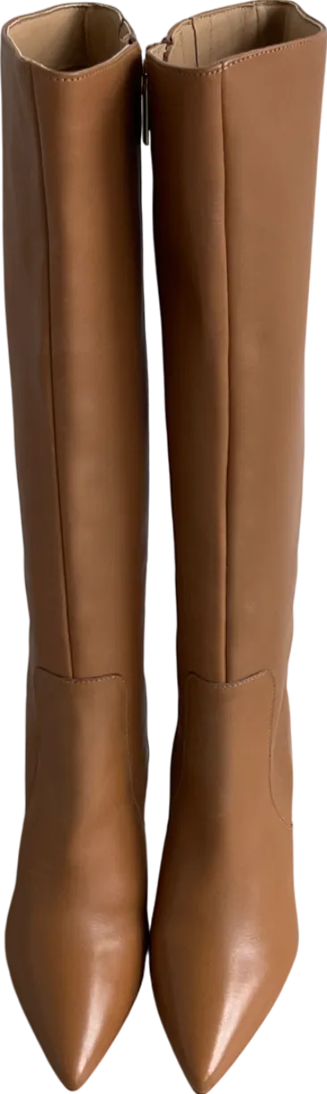 SOSANDAR Brown Stiletto Knee High Boots UK 6 EU 39 