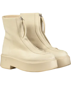 THE ROW Beige Zipped 1 Leather Ankle Boots UK 2 EU 35 