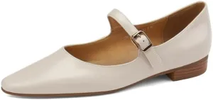 TinaCus Women's Genuine Leather Handmade Pointed Toe Flats Buckle Mary Janes Cute Dress Shoes