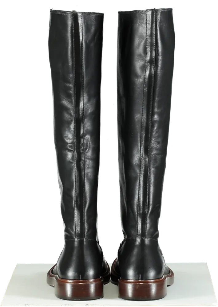 TODS Black Leather Knee Boots UK 6 EU 39 