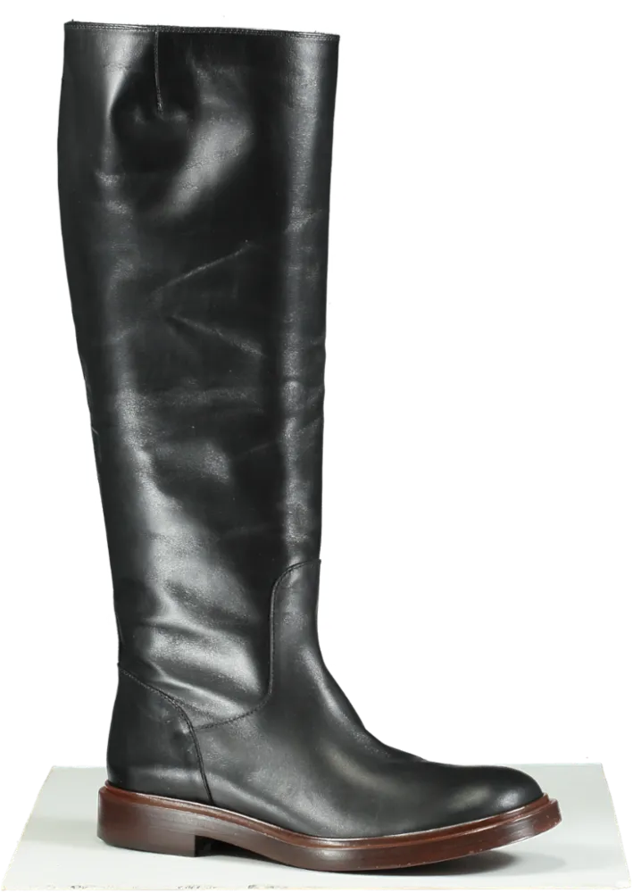 TODS Black Leather Knee Boots UK 6 EU 39 