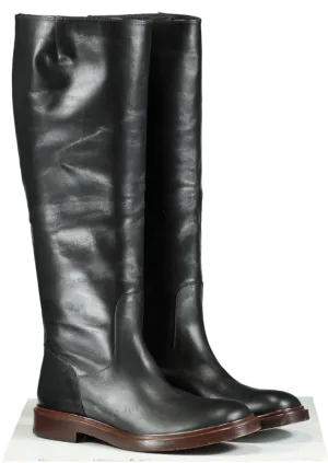 TODS Black Leather Knee Boots UK 6 EU 39 