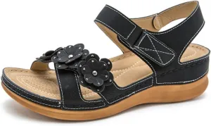Wedge Sandals for Women Dressy Comfortable Summer Platform Casual Dress Sandal Ankle Strap Open Toe Dressy Shoes Walking Air Cushion Support Low Wedges with Adjustable Hook Loop Orthopedic