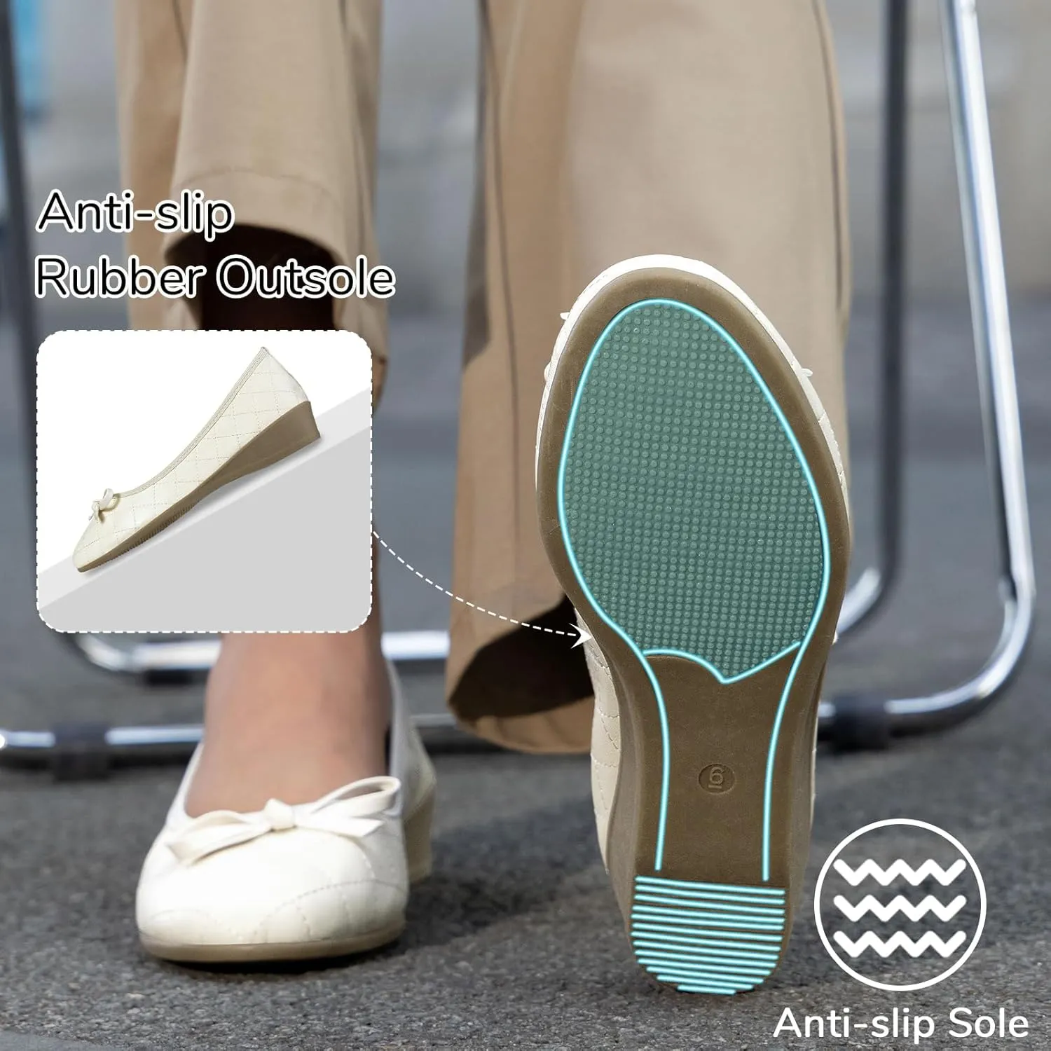 ZOVE Dress Shoes for Women Casual Comfortable Dress Flats Ballet Low Wedge Work Shoes