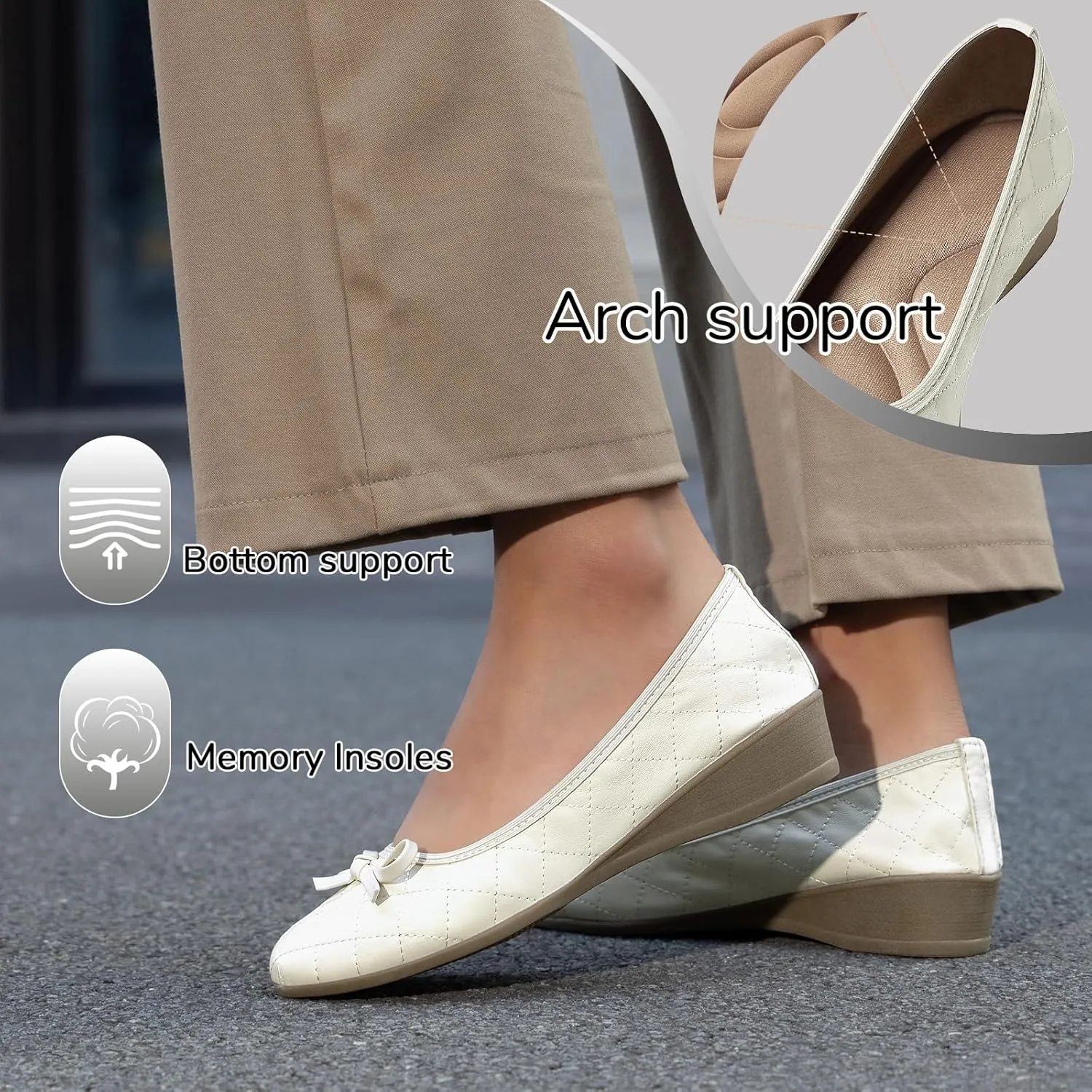 ZOVE Dress Shoes for Women Casual Comfortable Dress Flats Ballet Low Wedge Work Shoes