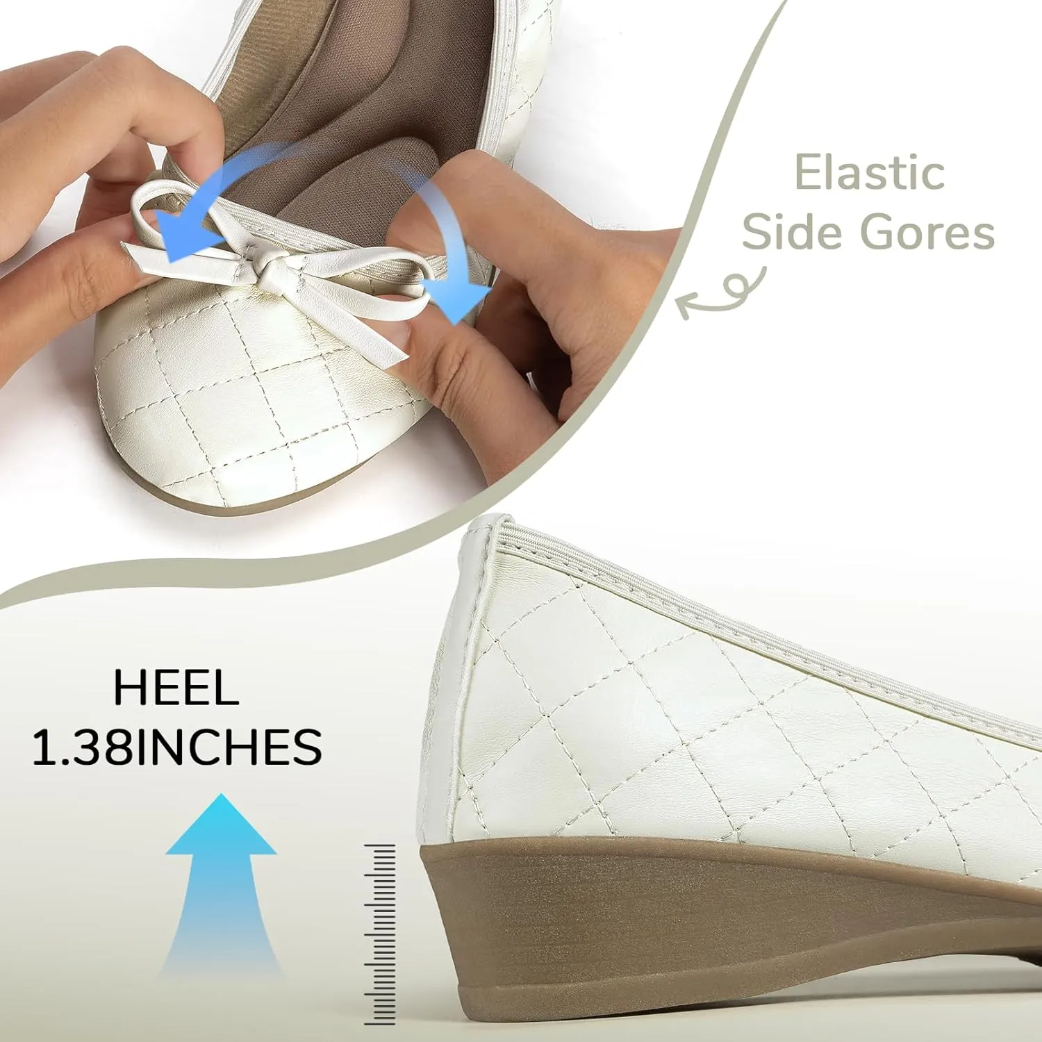 ZOVE Dress Shoes for Women Casual Comfortable Dress Flats Ballet Low Wedge Work Shoes