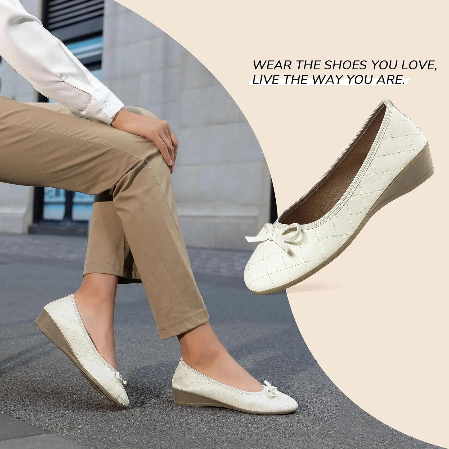 ZOVE Dress Shoes for Women Casual Comfortable Dress Flats Ballet Low Wedge Work Shoes